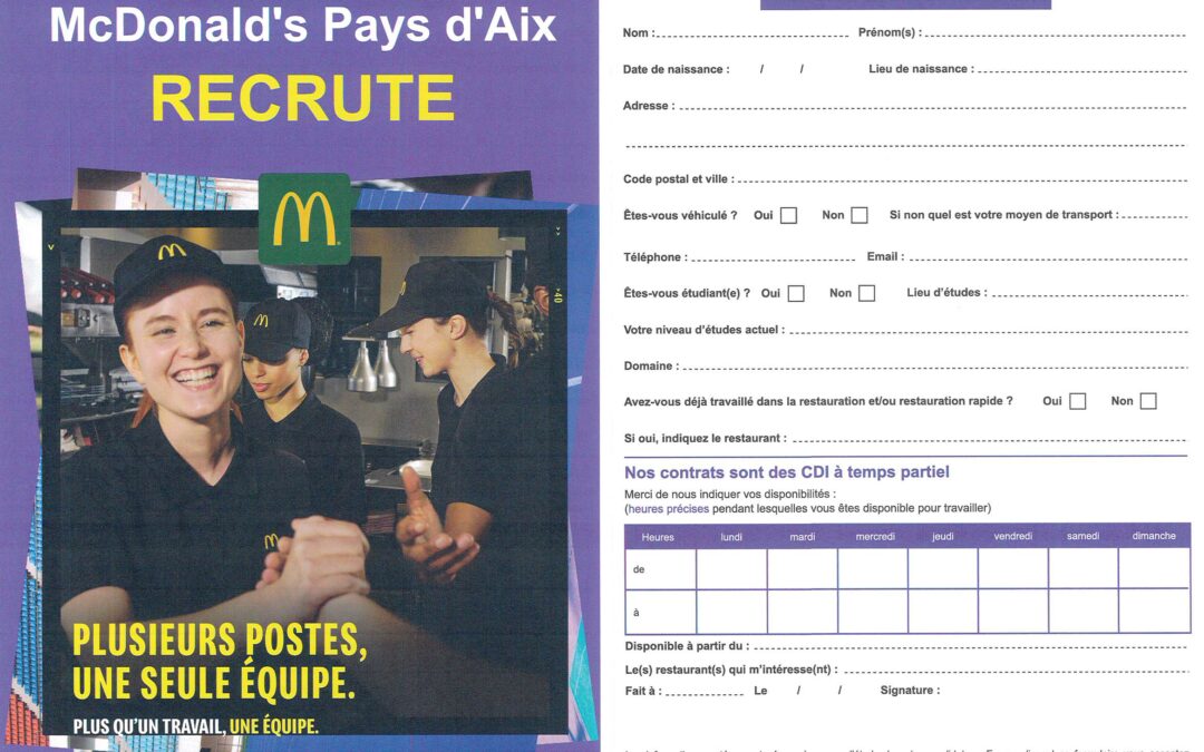 McDONALD’S PAYS D’AIX – RECRUTE