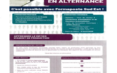 LANCEMENT DES RECRUTEMENTS LAPOSTE METIER D’AGENT DE PRODUCTION EN ALTERNANCE